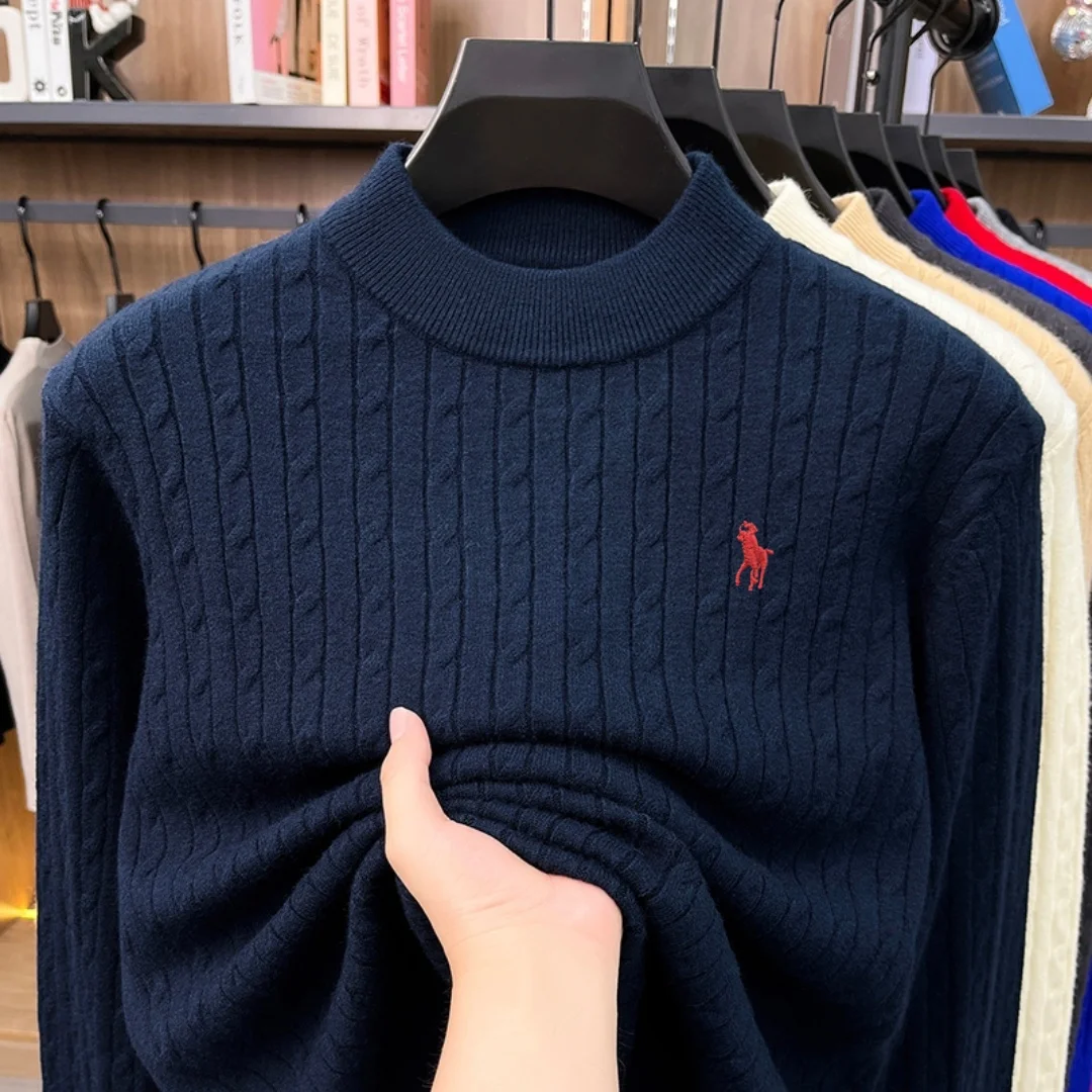 Luxuriöser Herren-Markenpullover für den Winter, hochwertiger Strickpullover mit Rundhalsausschnitt, Jacquard-Stickerei, langen Ärmeln, lässiger Modestil. – Detail 18