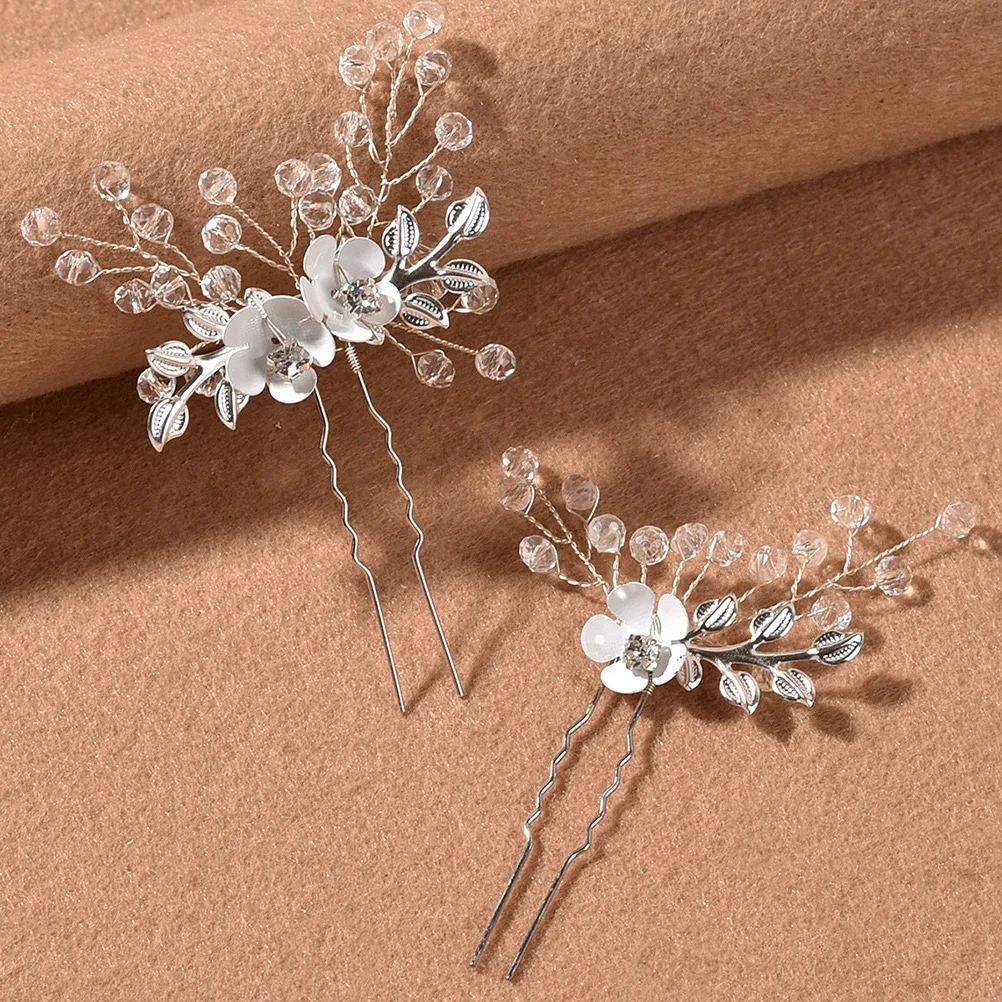 

2Pcs Water Rhinestone Flower Hair Chopstick Chinese Style Elegant Accessories DIY Jewelry Gift for Women Chinese Hair Clasp