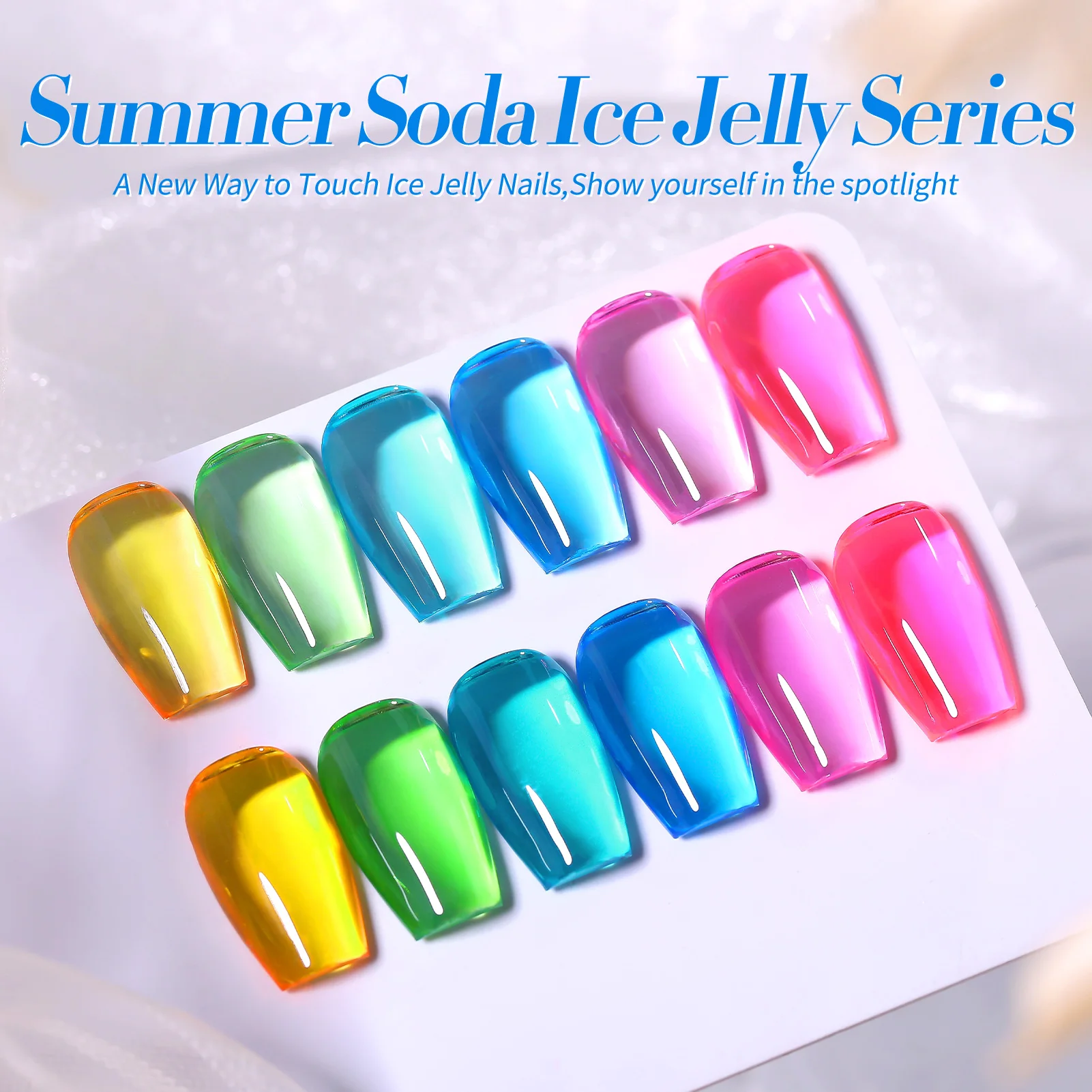 BORN PRETTY Jelly Gel Nail Polish 6PCS Ice Jelly Neon Gel Polish Crystal Transparent Colorful Gel Polish Set Nail Art Varnish