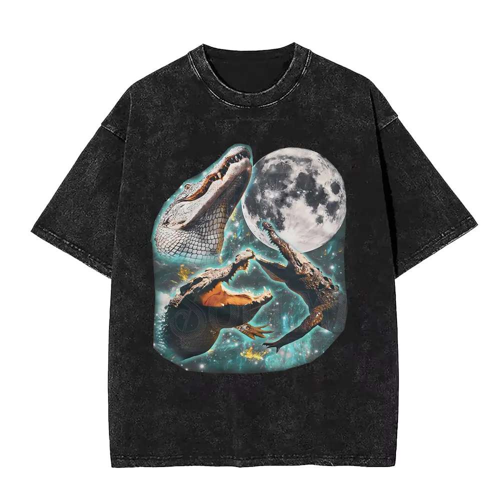 

Bombardiro Crocodilo Funny Plane Bomber Crocodile Roar Moon Washed T-shirt Men Women Summer Casual Novelty Humor T Shirts Tops