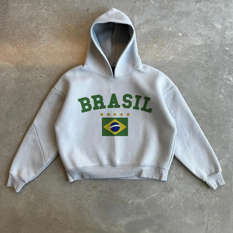 Brazil Print Winter Retro Men Hoodie Y2k Gothic Clothes Streetwear Oversized Gothic Pullover Casual Fashion Harajuku Sweatshirts