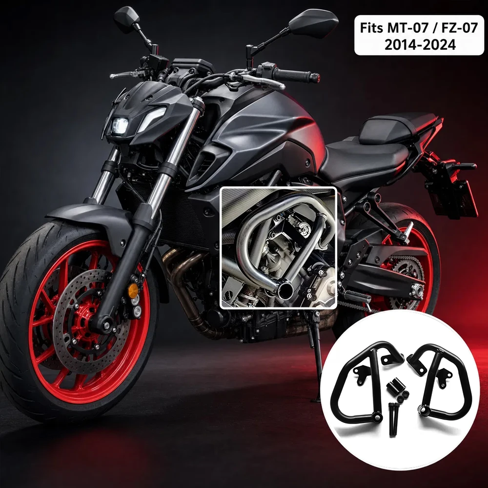 

For YAMAHA MT07 FZ07 2014-2024 Engine Guard Crash Bar Frame Tank Bumper Fairing Protector Bar MT-07 Motorcycle Accessories