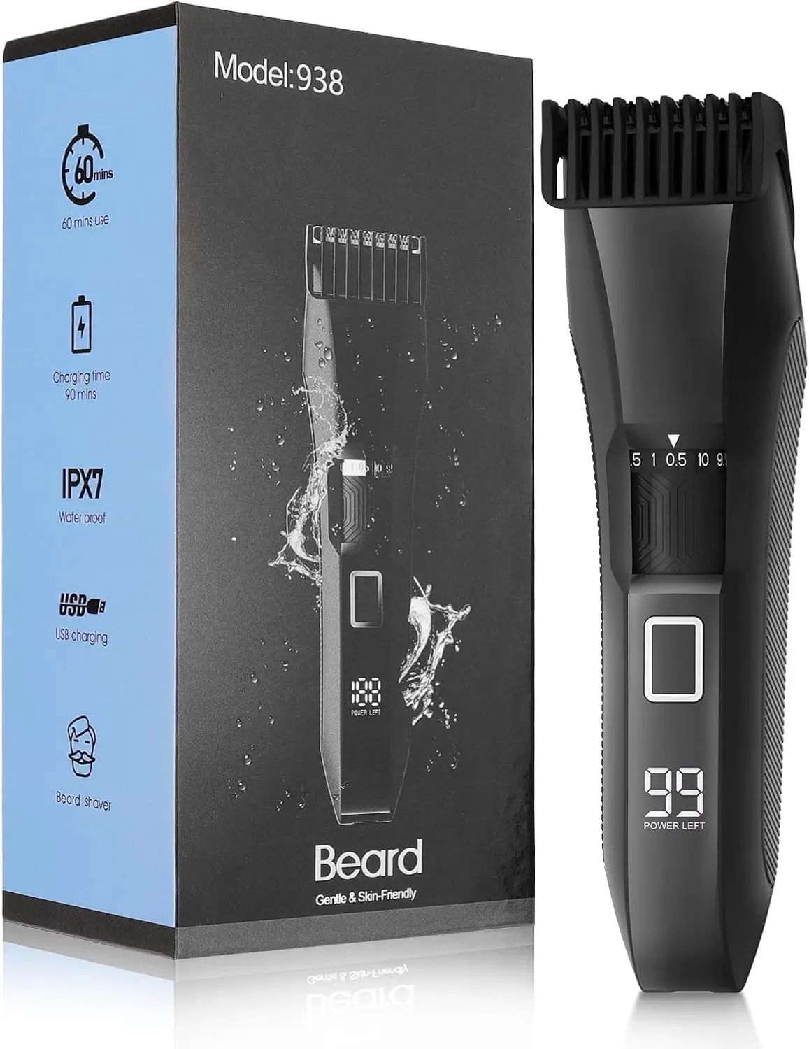 2026 New Upgrade Manscape Beard Trimmer Men,20 Length Adjustable Blade Wheel,Wet/Dry Electric Trimmer For Precision Facial Hair