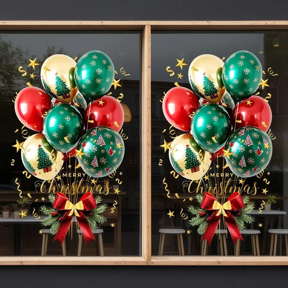 PVC Christmas Window Stickers Electrostatic Whole Sheet Xmas Wall Sticker Reusable Christmas Window Decals Glass Doors