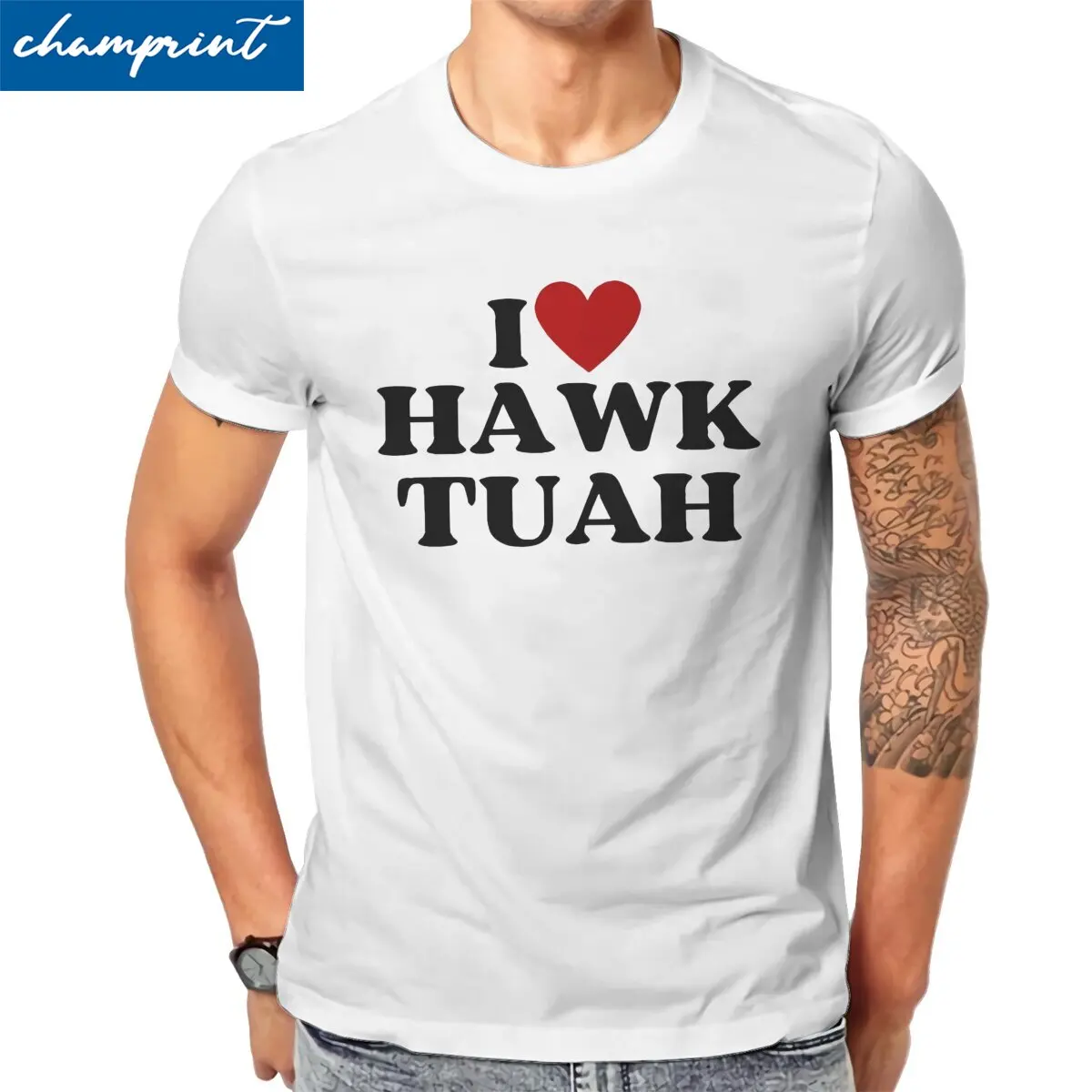 

Fashion I Love Hawk Tuah T-Shirt for Men O Neck 100% Cotton T Shirt Short Sleeve Tee Shirt Summer Clothing