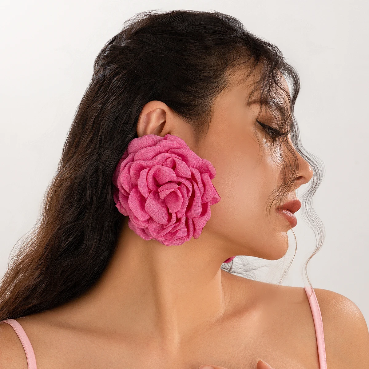 Women's Exaggerated Large Rose Flower Statement Earrings