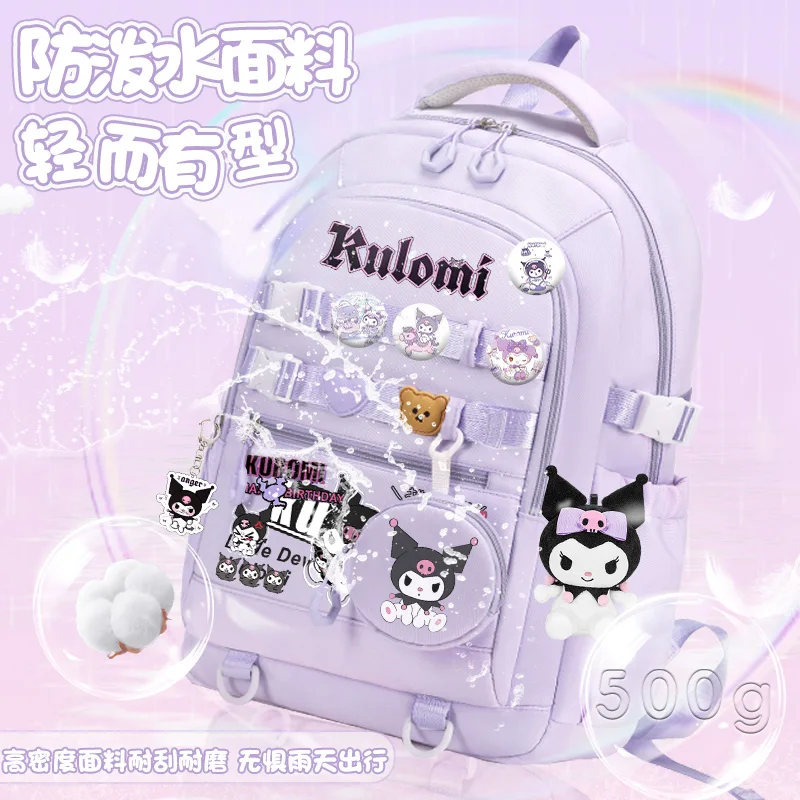 Kuromi Kinderschultasche Damen 2025, neuer Sanrio-Rucksack mit niedlichem Cartoon-Modedruck, hohe Schönheit, zurück zur Schule