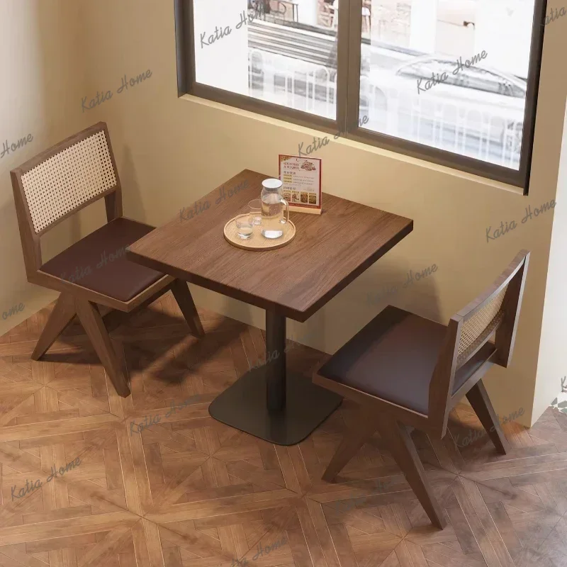 YJ Solid Wood Dining Tables Square Small Coffee Kitchen Interior Dining Tables House Mesa Redonda Comedor Kitchen Furniture
