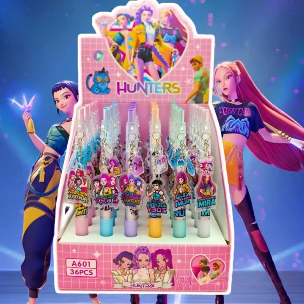 

Гелевая ручка с подвеской в стиле K-pop Demon Hunters, 0,5 мм, с акриловым шармом в виде мультяшного персонажа, милая школьная канцелярская принадлежность, подарок для студентов