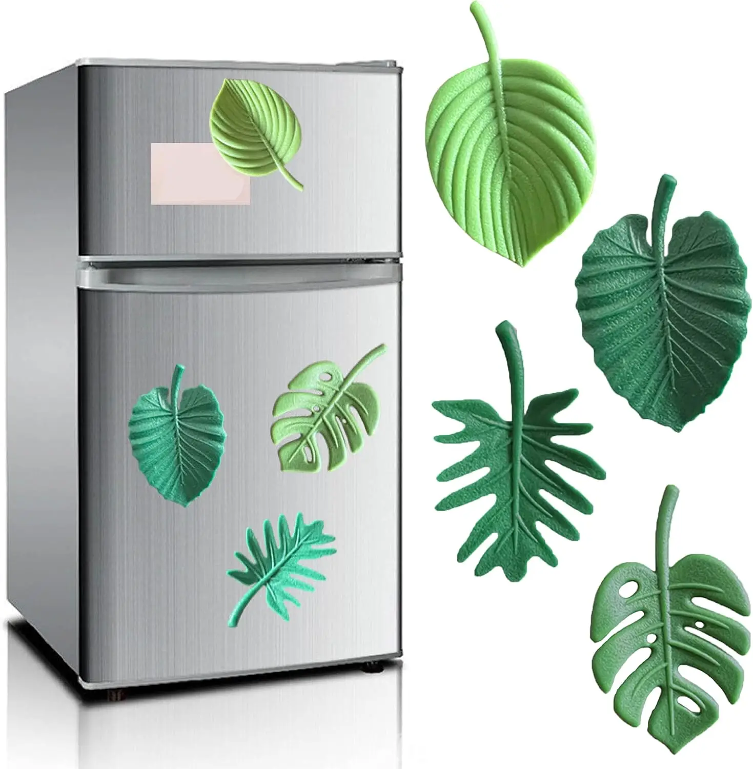 Plant Fridge Magnets,8 Pcs Mini Tropical Leaves Refrigerator Magnets Cute Magnets for Locker Fridge Home Office Decor, 3D Monste