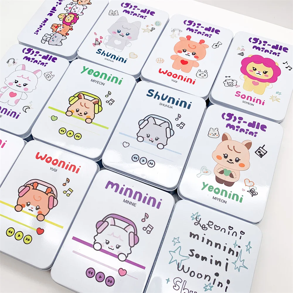 KPOP (G)I-DLE Cartoon Storage Box Yuqi Minnie Soyeon Stationery Toy Card Metal Iron Box Students Desket Sundries Storage Box