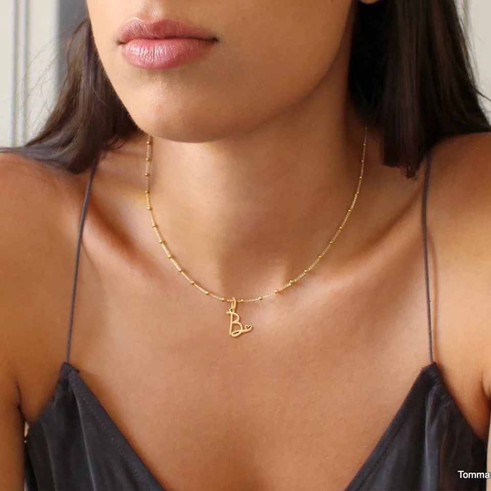 Ожерелье из нержавеющей стали SUNIBI с инициалом имени, комбинированное ожерелье с надписью Love Heart Art, подарок на день рождения