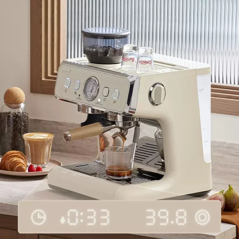 Original Barsetto Italian Coffee Maker Machine with Grinder Cappuccino Steam Milk Frother 20Bar Semi Automatic Espresso Machine