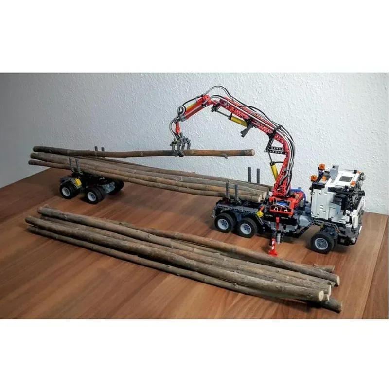 MOC-5890 Transport de fret Long camion en bois modèle de construction 2926 pièces MOC créatif garçon enfants anniversaire bloc de construction jouet cadeau