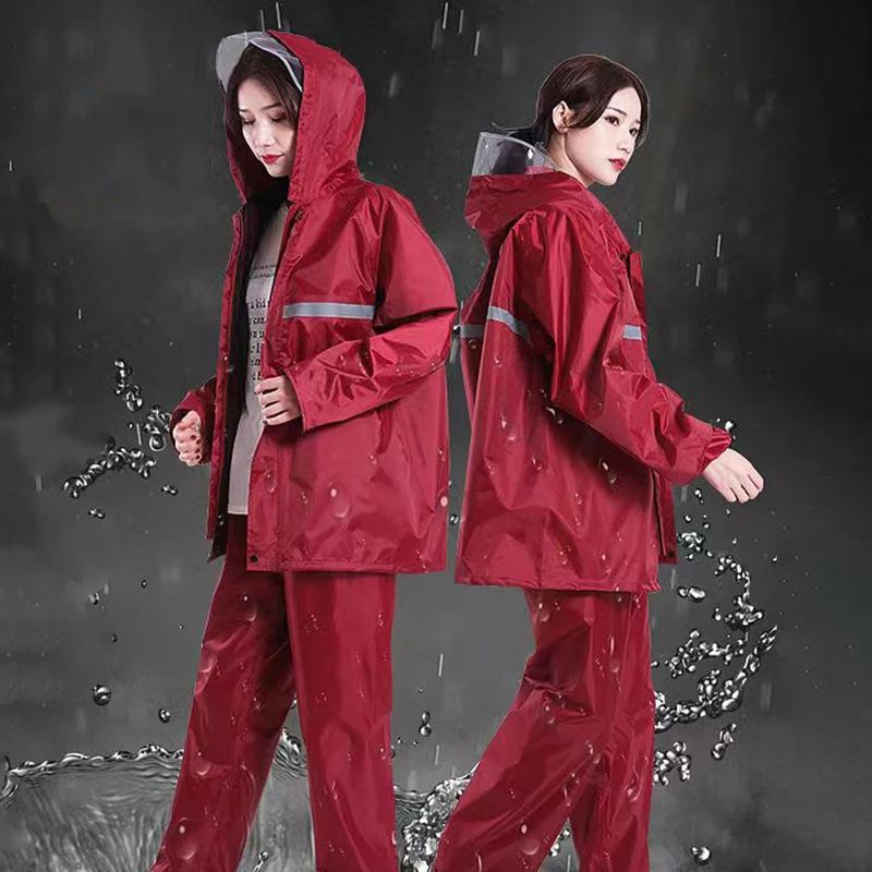 

Adult Thick Waterproof RainCoat Rain Coat Motorcycle Rainsuit Motorcycle Rainwear Suit Reflective Riding Raincoat