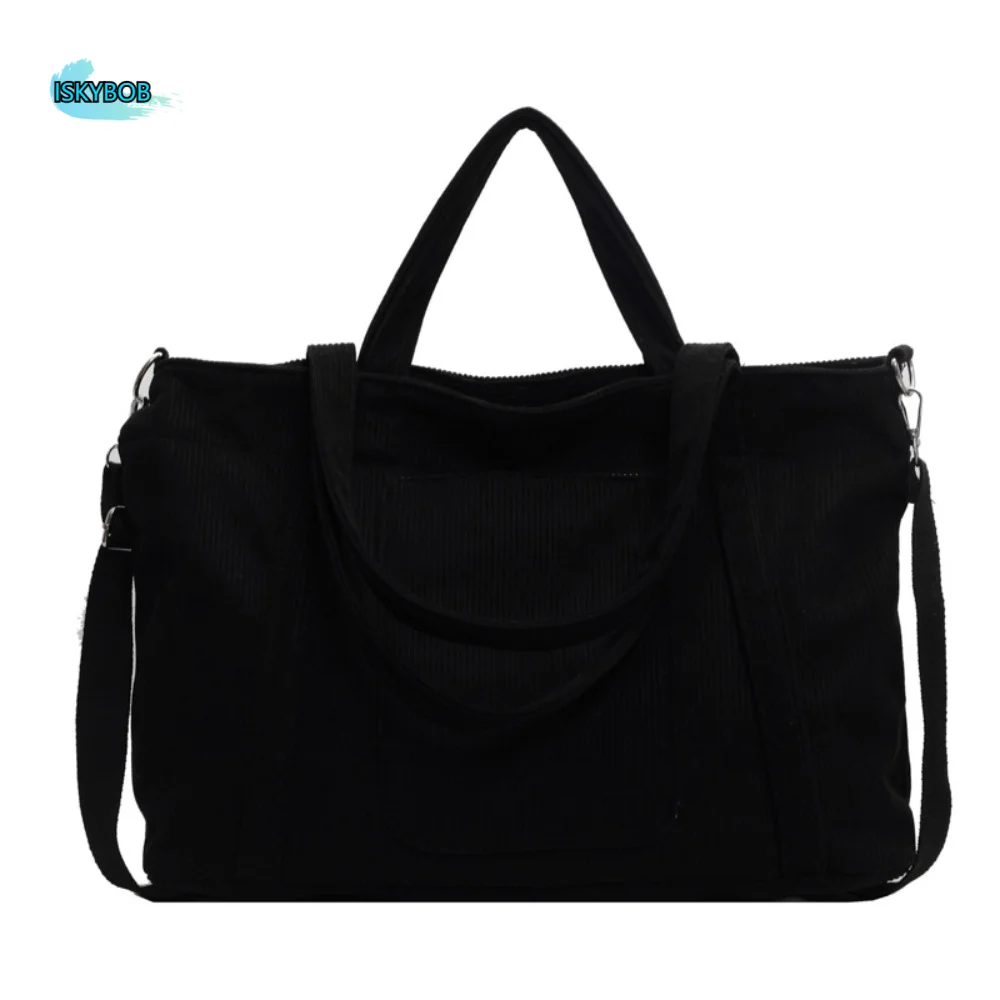 

Сумка через плечо из вельвета однотонного цвета, вместительная повседневная холщовая сумка-тоут, сумка-кроссбоди в корейском стиле для путешествий