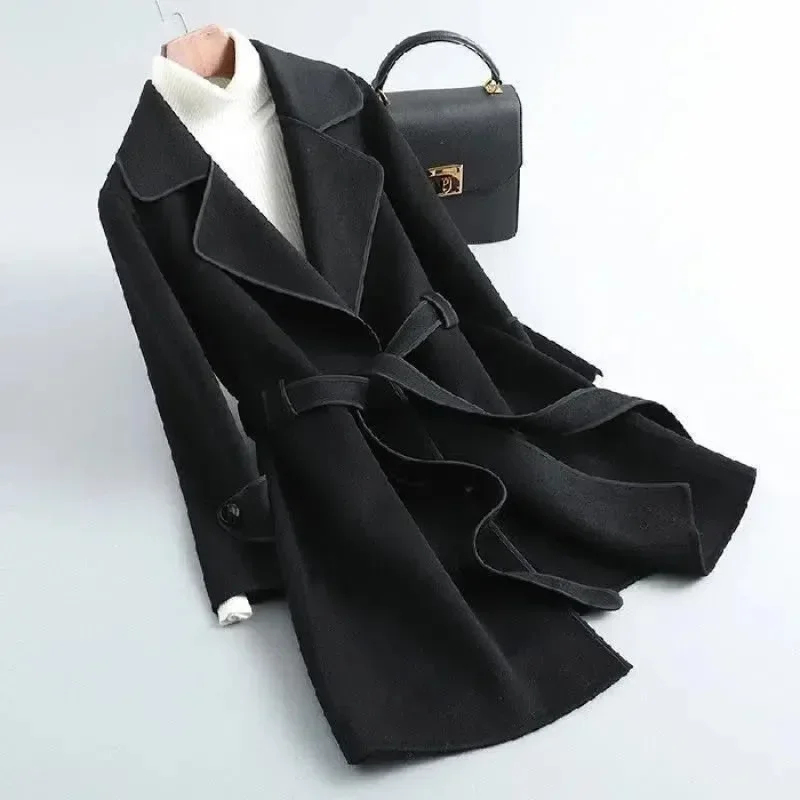 Women's Fashion Winter High-End Double-Sided Woolen Coat Stylish Medium-Length Jacket For Women Korean Version