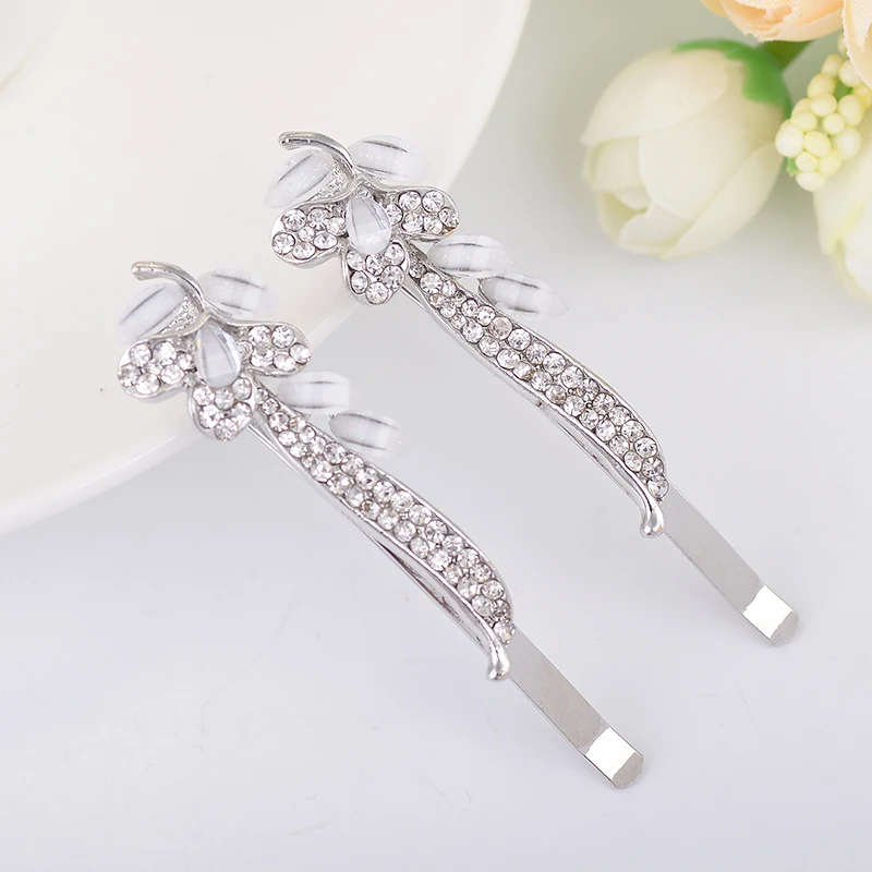 EASYA Beautiful Rhinestone Leaf Hairpin Hair Accessories Ornaments Fashion Crystal Hairgrips Gift For Women Girls