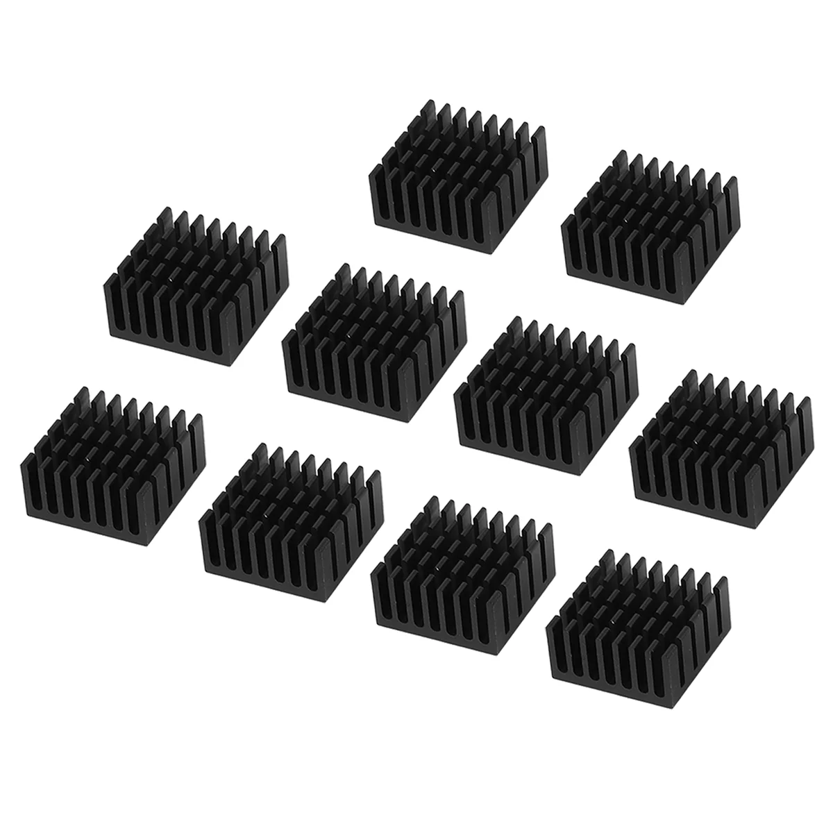 10 Pcs Black Aluminum Cooler Radiator Heat Sink Heatsink 20mm x 20mm x 10mm Rich