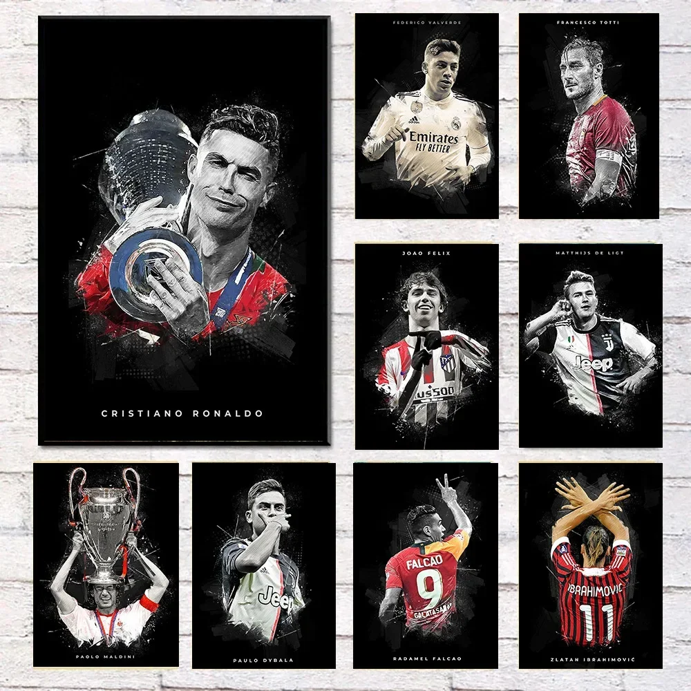 Modern Simple Wall Art Football Star Cristiano Ronaldo HD Canvas Poster Print Multicolour Home Living Room Bedroom Decoration