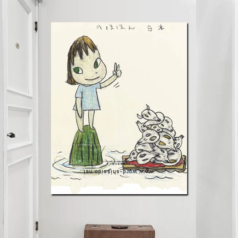 Canvas Art Pictures Yoshitomo Nara HD Print Comics Sleepwalking Doll Drawing Japanese Painting Poster For Baby Kids Room Decor