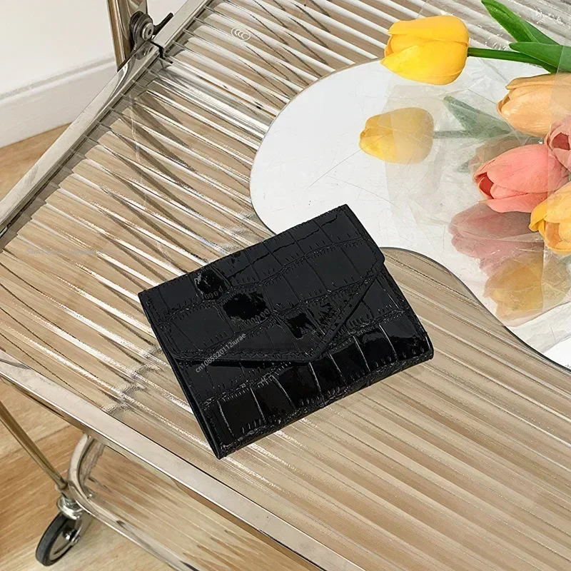 Dompet pendek Wanita Multi kartu, dompet pendek pola batu Mini sederhana dan modis, tahan air, warna terang, dompet nol