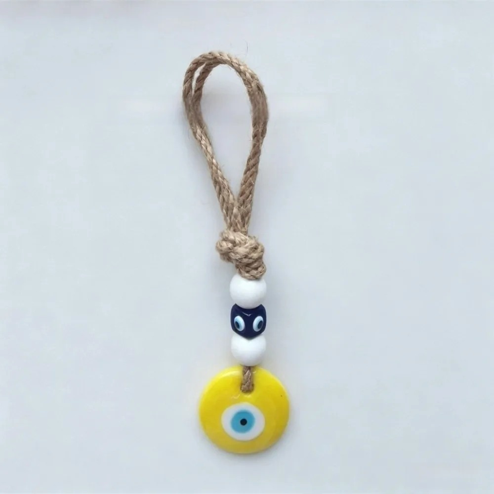 Blue Turkish Demon Eye Pendant Transparent Bead Multi Color Bead Keychain Glass Pendant Bohemian Lucky Eye Keyring Wall Hanging