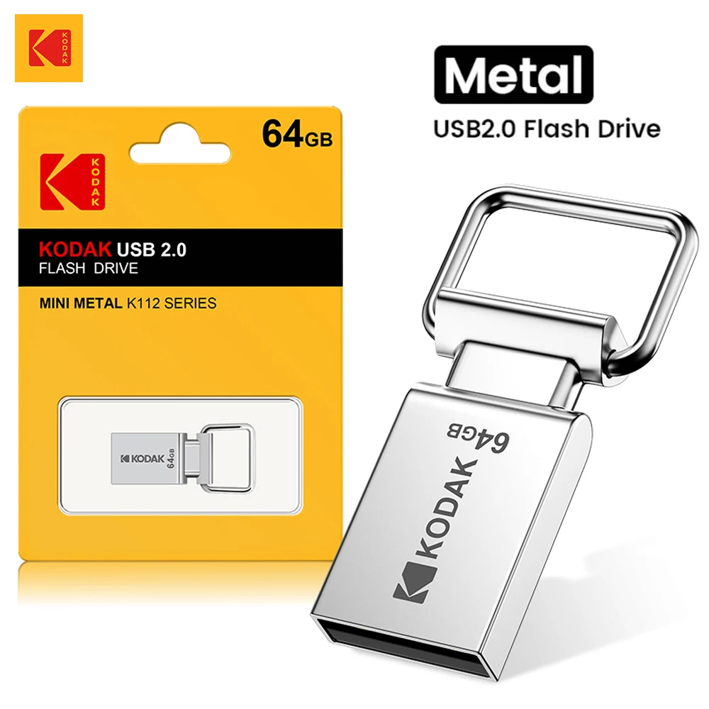 

KODAK Metal USB 2.0 Flash Drive Keychain Design 32G 64G128G Mini Pendrive memory Memory Stick Key Usb Device Pen Drive for Car