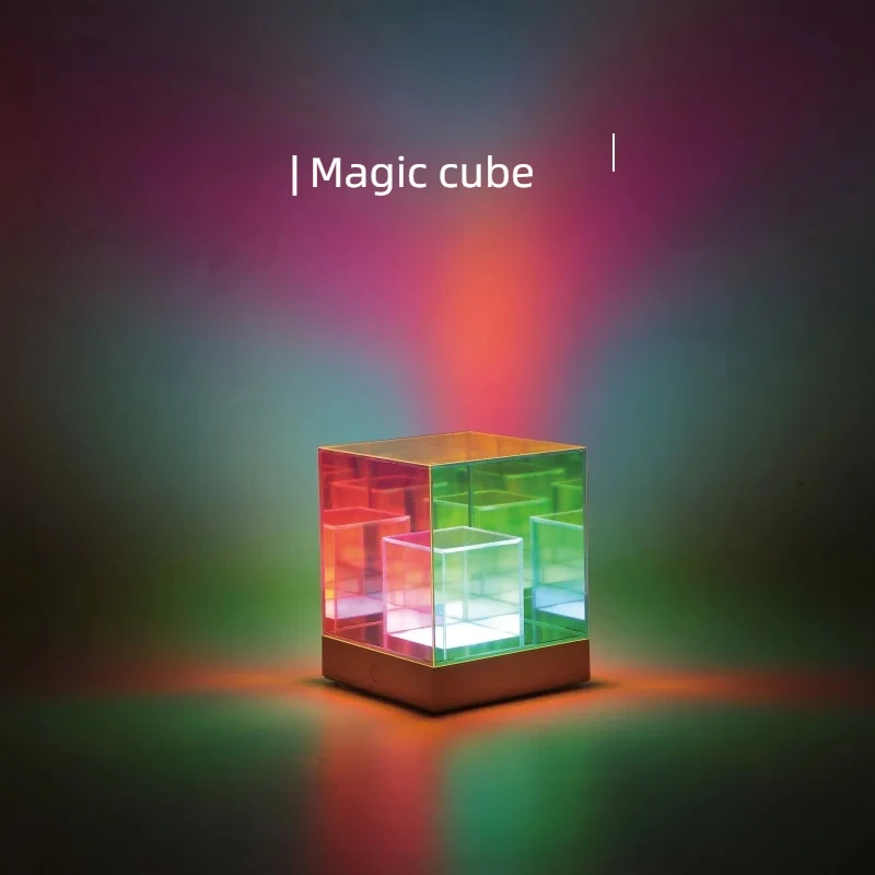 Desktop three-dimensional table lamp net celebrity bedroom cube decoration ornaments small night light colorful camping lamp