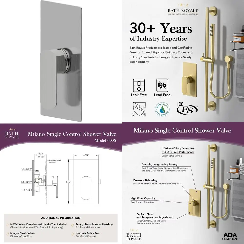 All-Metal Pressure Balancing Shower Valve - No Scalding, Brushed Nickel Finish, Long-Lasting Durability