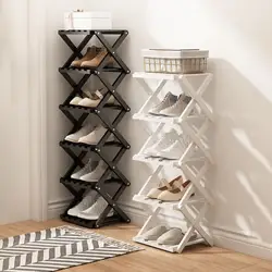 Bamboo Foldable Shoes Organizer Storage Shelf Portable Free Standing Entryway Shoe Rack Rack Folding Shoemaker Sneaker Furniture