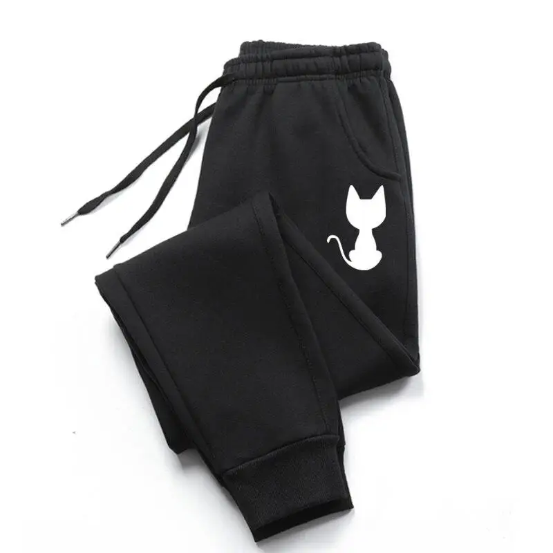 

Cute Cat Pattern Sweatpants Pants Fashionable and Versatile Casual Pants Sports and Fitness Solid Color Jogging Pants Unisex