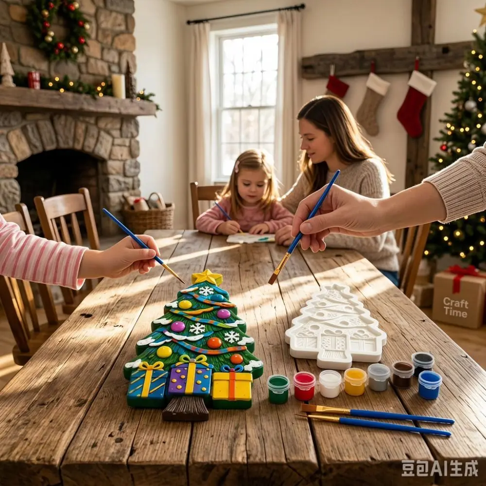 Christmas Tree Shape Christmas Tree Mold Coloring Craft Set Pigment Set DIY Painting Craft Kit Gypsum Casting