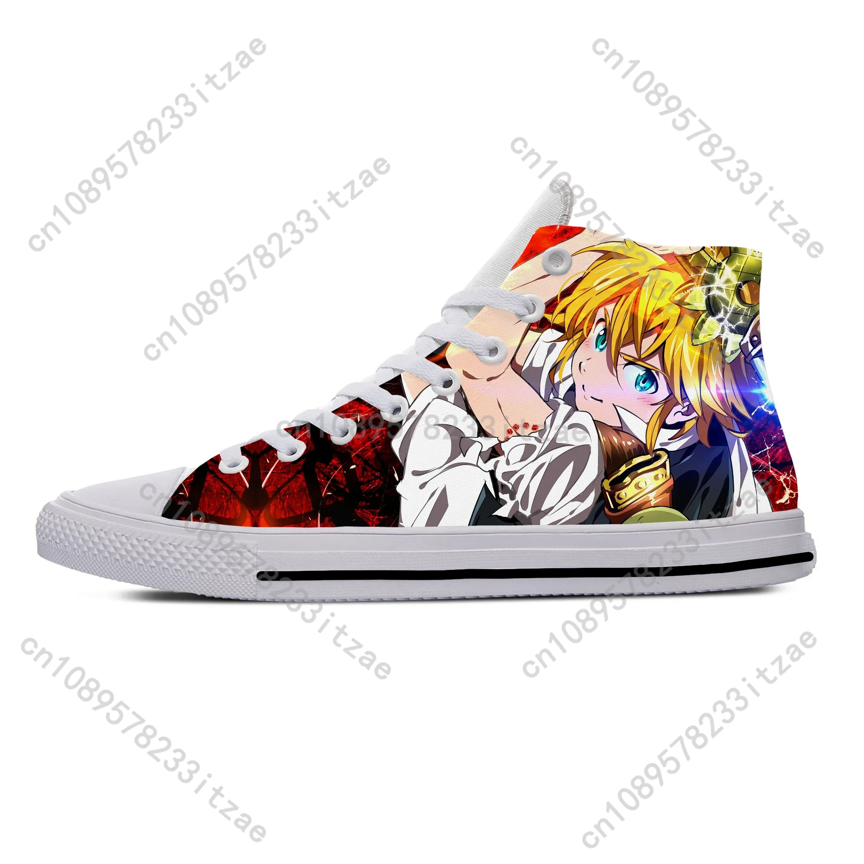 

Summer Hot Japanese Manga Seven Deadly Sins Meliodas Latest Cool Casual Shoes Men Women Sneakers High Top Classic Board Shoes