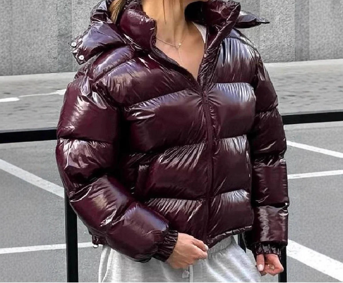 

2025 Autumn/Winter New Product Style Versatile Solid Color Stand Up Collar Bright Face Cotton Jacket