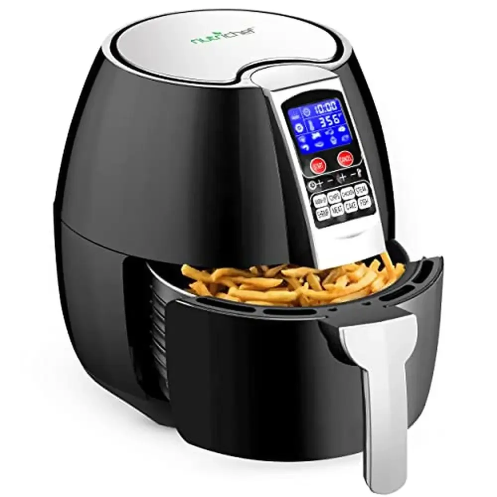 Air Fryer Oven Digital Display Stainless Steel Kitchen Convection Multi Cooker Power 3.7 Qt Oilless Big Capacity Turbo Hot Air