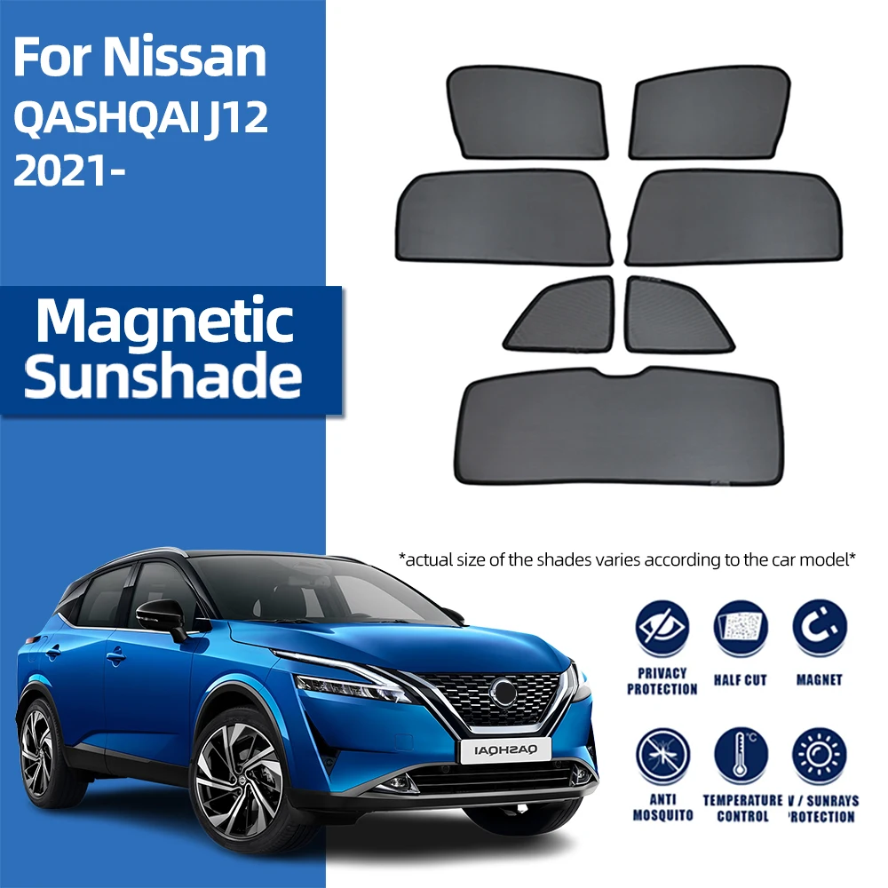 

For Nissan QASHQAI J12 2022 2023 2024 Magnetic Car Sunshade Shield Front Windshield Curtain Rear Side Baby Window Sun Shade