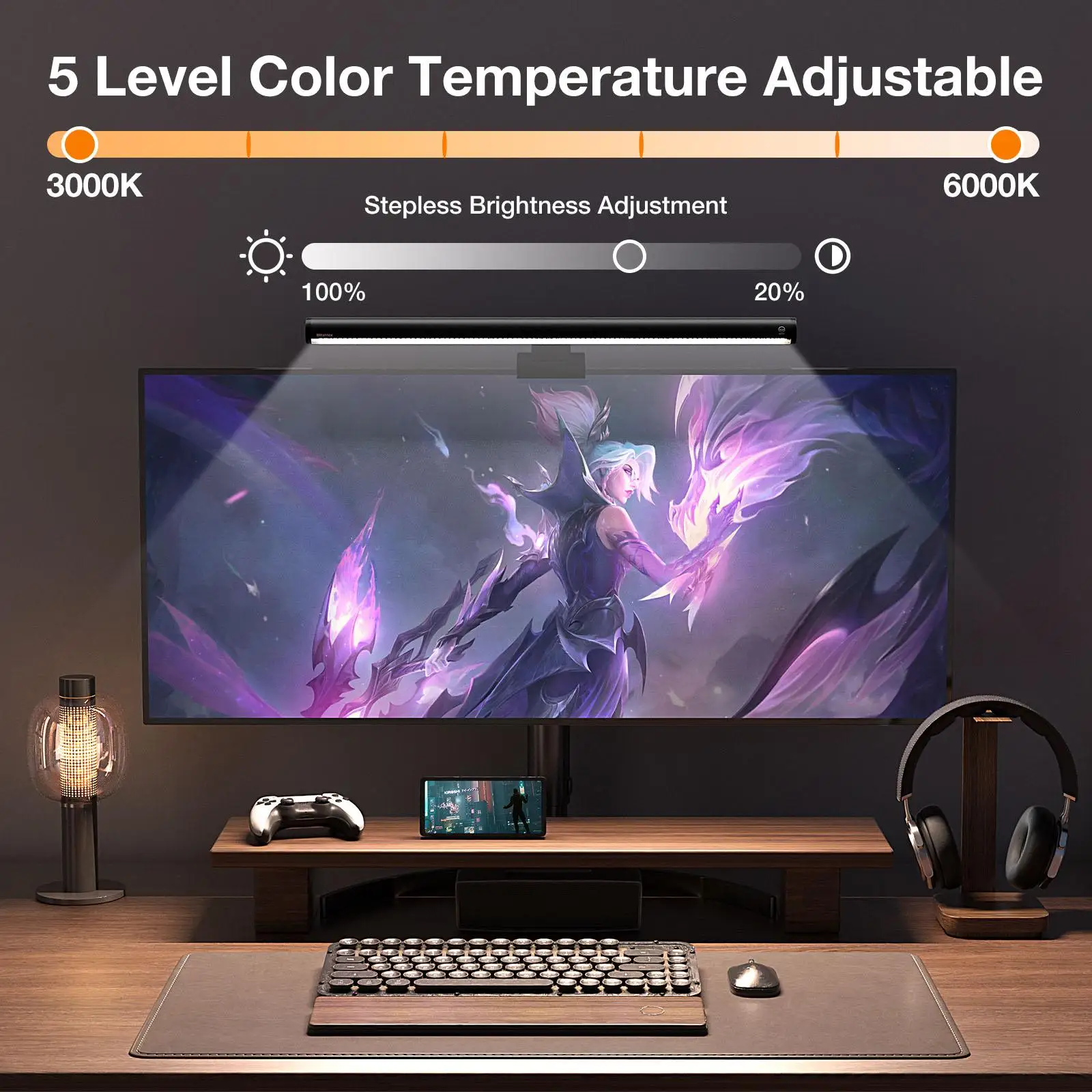 Kreisförmige LED hängende Licht weiß Computer Monitor Lampe Bildschirm Monitor Licht leiste für Augen pflege, USB-Lesung LED Schreibtisch lampe