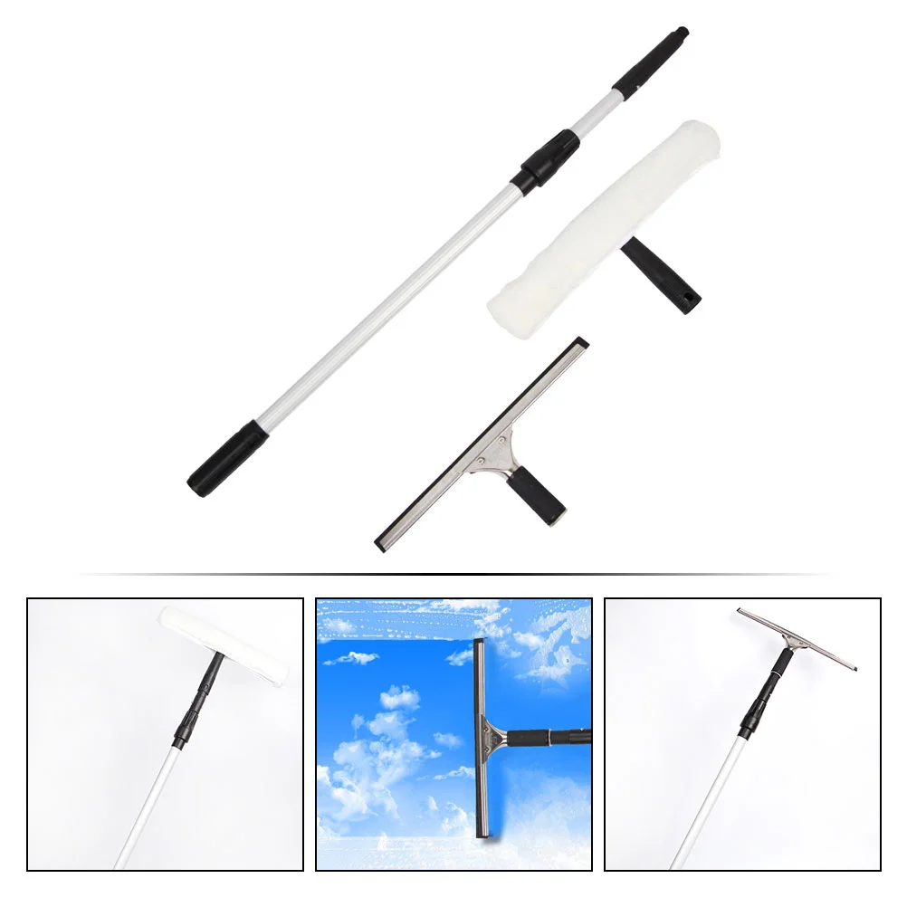 Telescopic Window Cleaner Tool Squeegee with Scrubber Car Long Handle Professional Glass Cleanser Cleaning Rod Washing