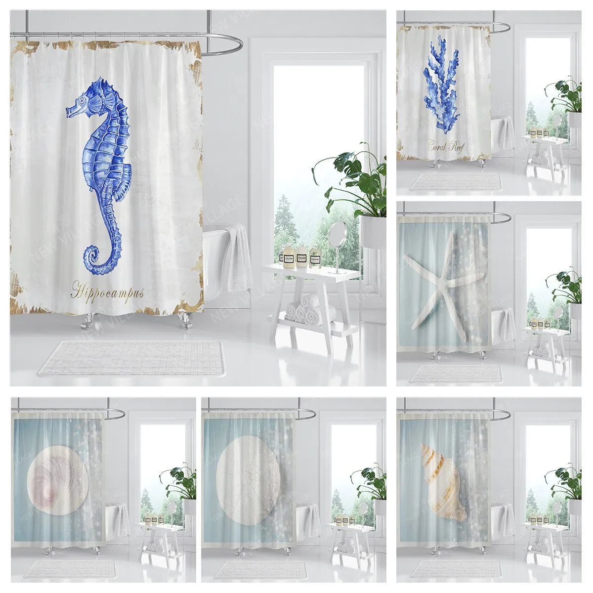 Home waterproof fabric bathroom curtain accessories 90x200 shower shower curtain 240 * 200 Atlantis style shower curtain