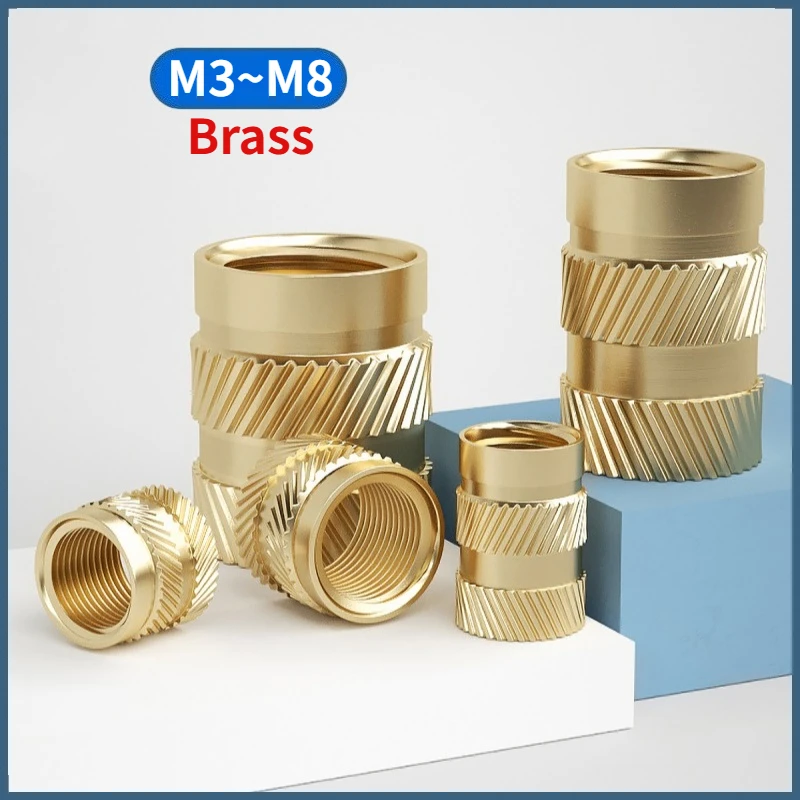 M3 M4 M5 M6 M8 Brass Heat Thread Inserts Nuts Double Twill Embedment Knurled Molding Injection Hot Melt Nuts