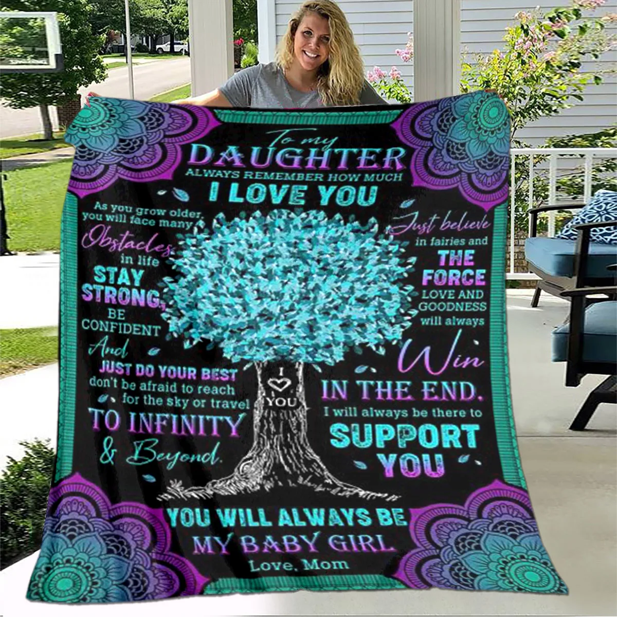 Personalized Blanket Dad Mom To Daughter Blanket  lion wolf tiger Blanket  Sofa bed Blanket From family