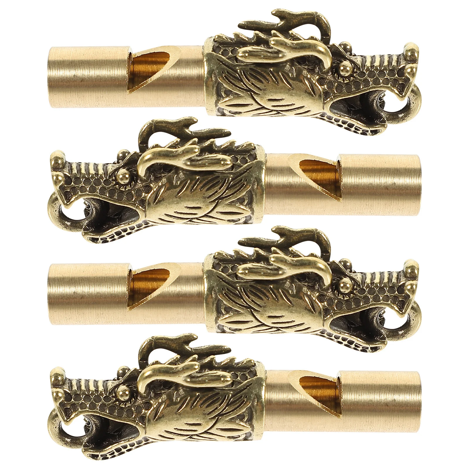 4Pcs Messing Tier Kopf Pfeife Camping Überleben Outdoor Laute Notfall Tragbare Pfeife Schlüsselbund Wandern Zubehör