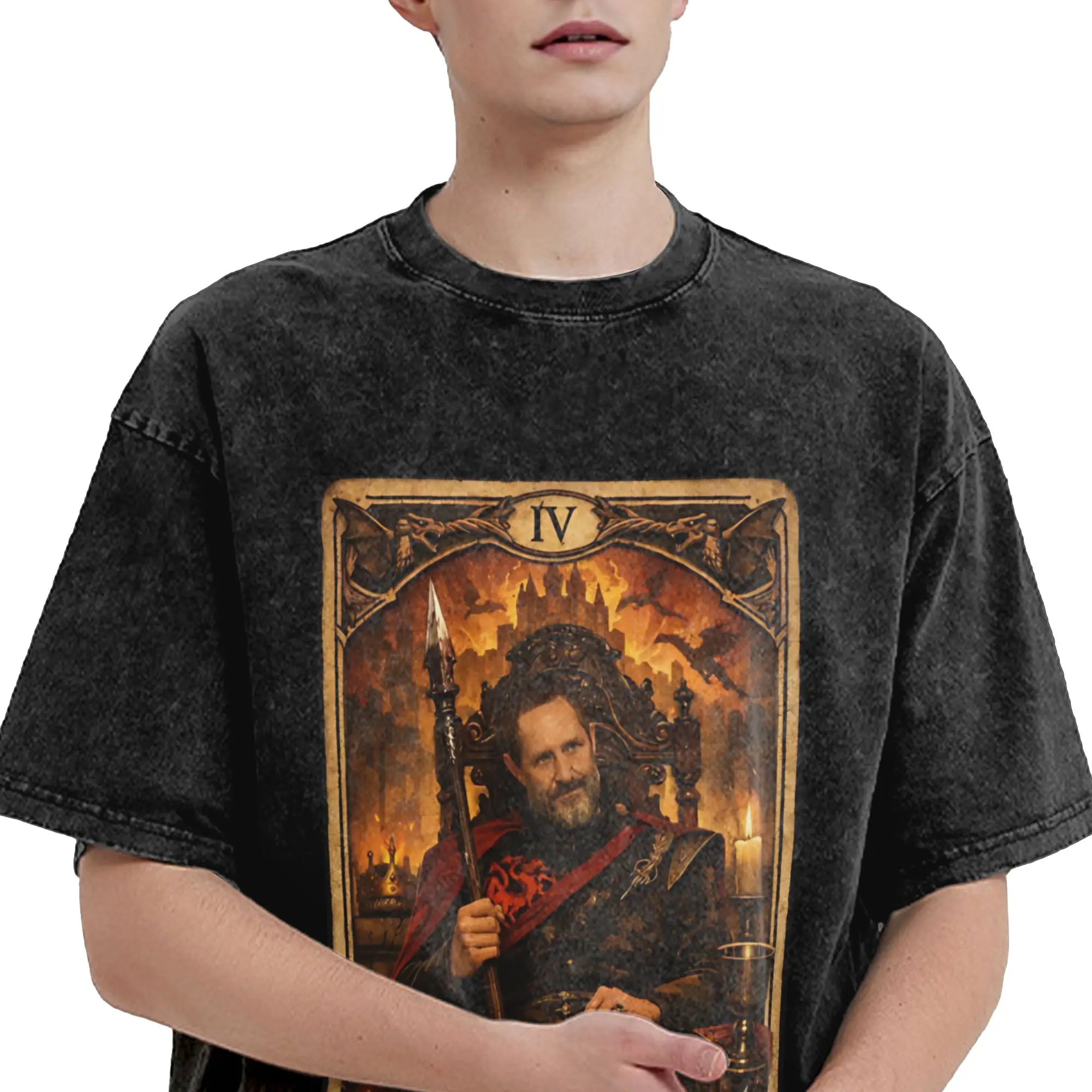 Vintage Baelor Targaryen  T-Shirts Men Round Neck Cotton Washed T Shirt  Short Sleeve Tee Shirt Birthday Present Tops