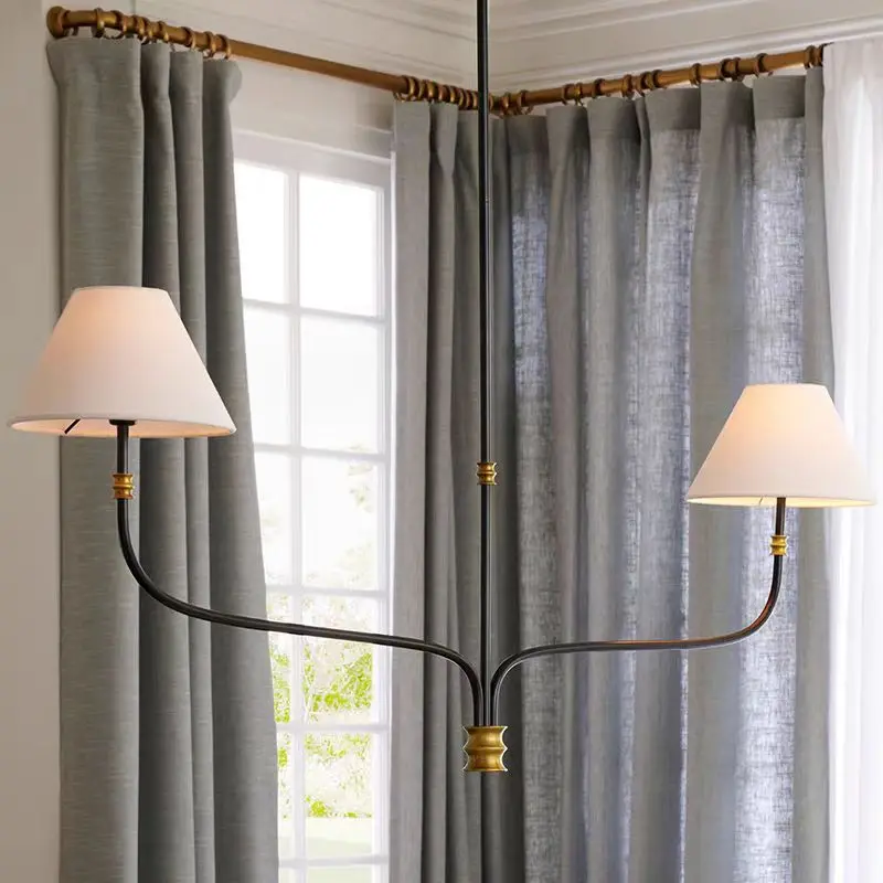 American Wrought Iron Simple Chandelier Collins Round Pendant lamp for Bedroom Study Industrial Style rustic hanging light view 4