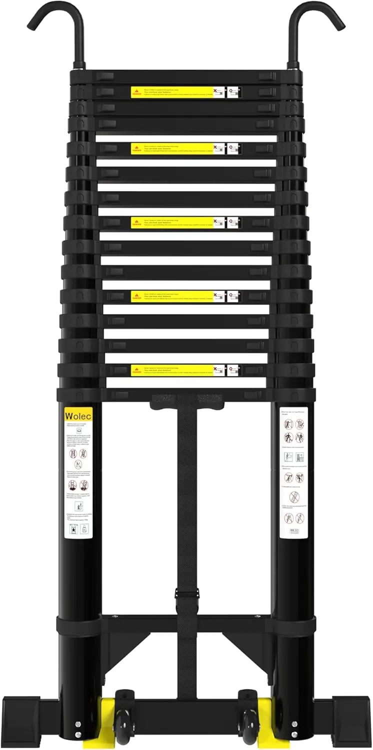 Алюминиевая портативная удлинительная лестница длиной 20,3 фута с крючками, стабилизаторами и колесами, сверхмощная максимальная емкость 330 фунтов, складная телескопическая L