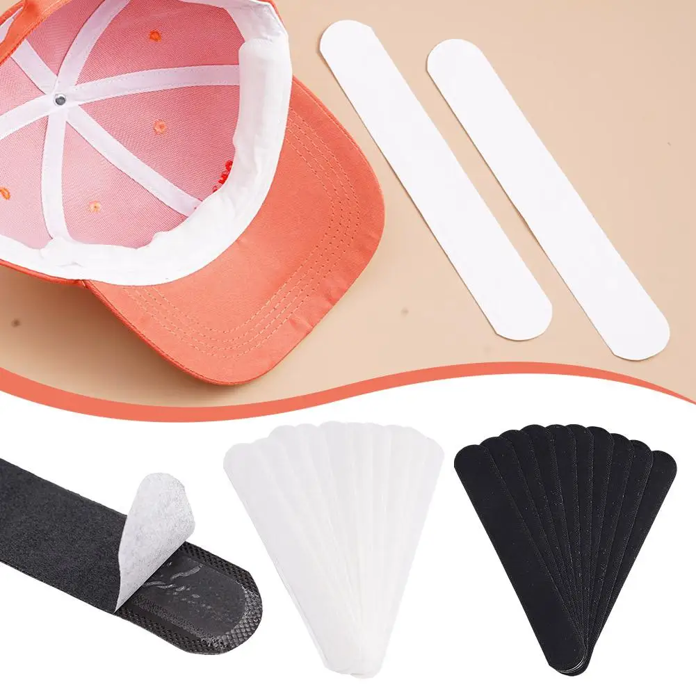 10pcs/bag Hat Sweat Guard Bands Liner Protector Cap Sizing Tape Size Reducer Caps Hats Saver For Summer White/black L5w3