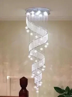 Imagem -03 - Lustre de Cristal k9 Espiral Moderno Luminária de Teto Grande com Luzes Led para Escada Longa Gu10led Instalação de Iluminação Interna e Escada