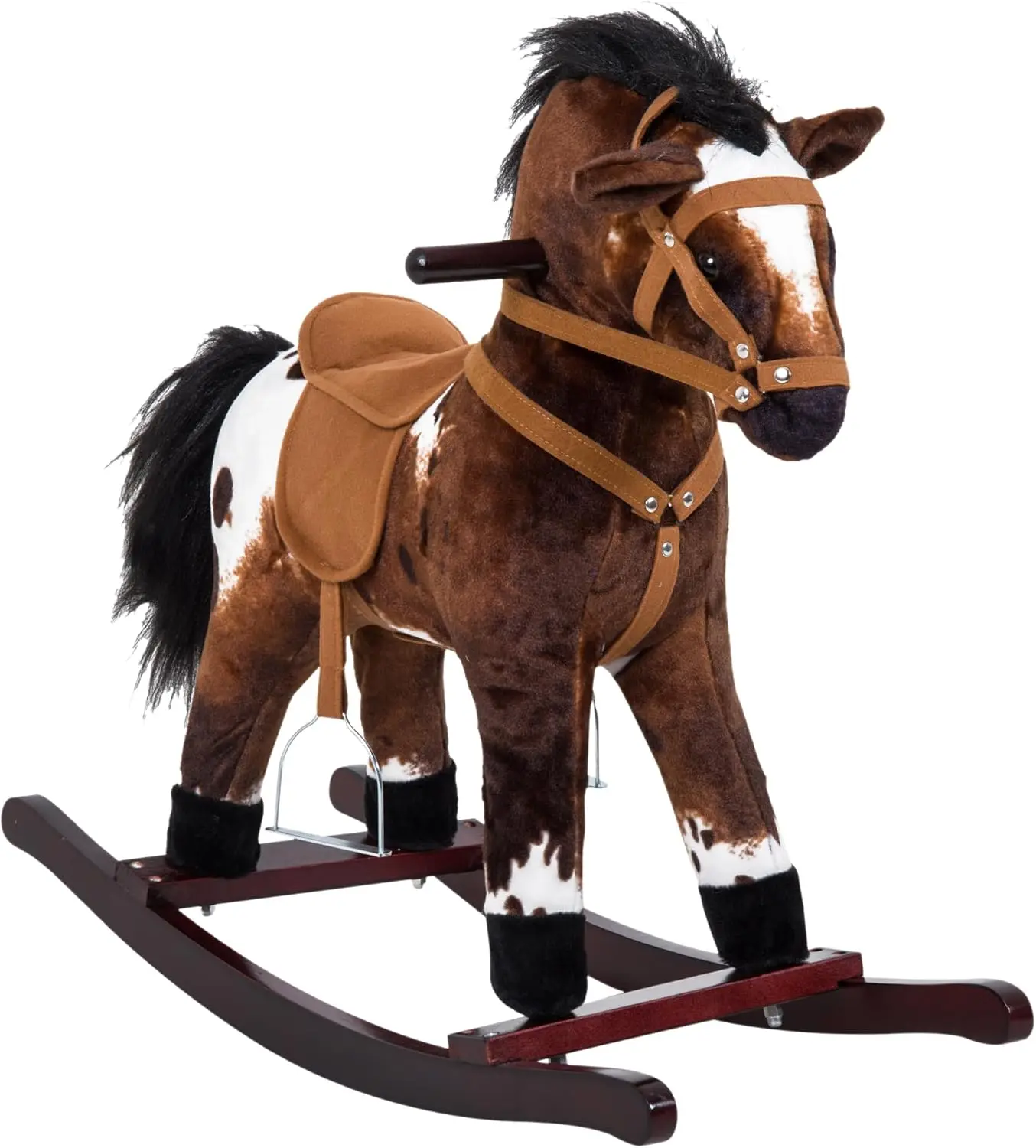 Dark Brown Rocking Horse with Realistic Sound Effects for Toddlers Ages 3 to 9