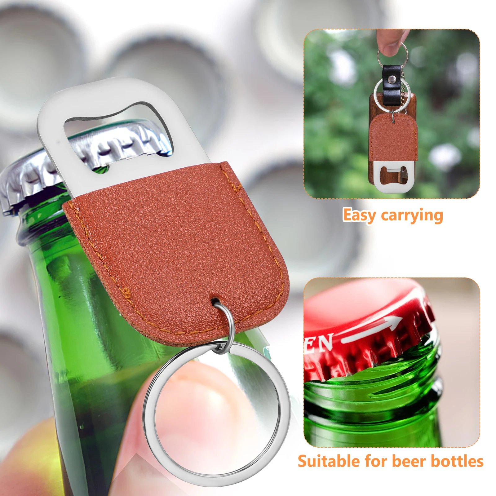 

12 Pcs Stainless Steel Bottle Opener Lid Remover for Bottles Keychain Men Engraving